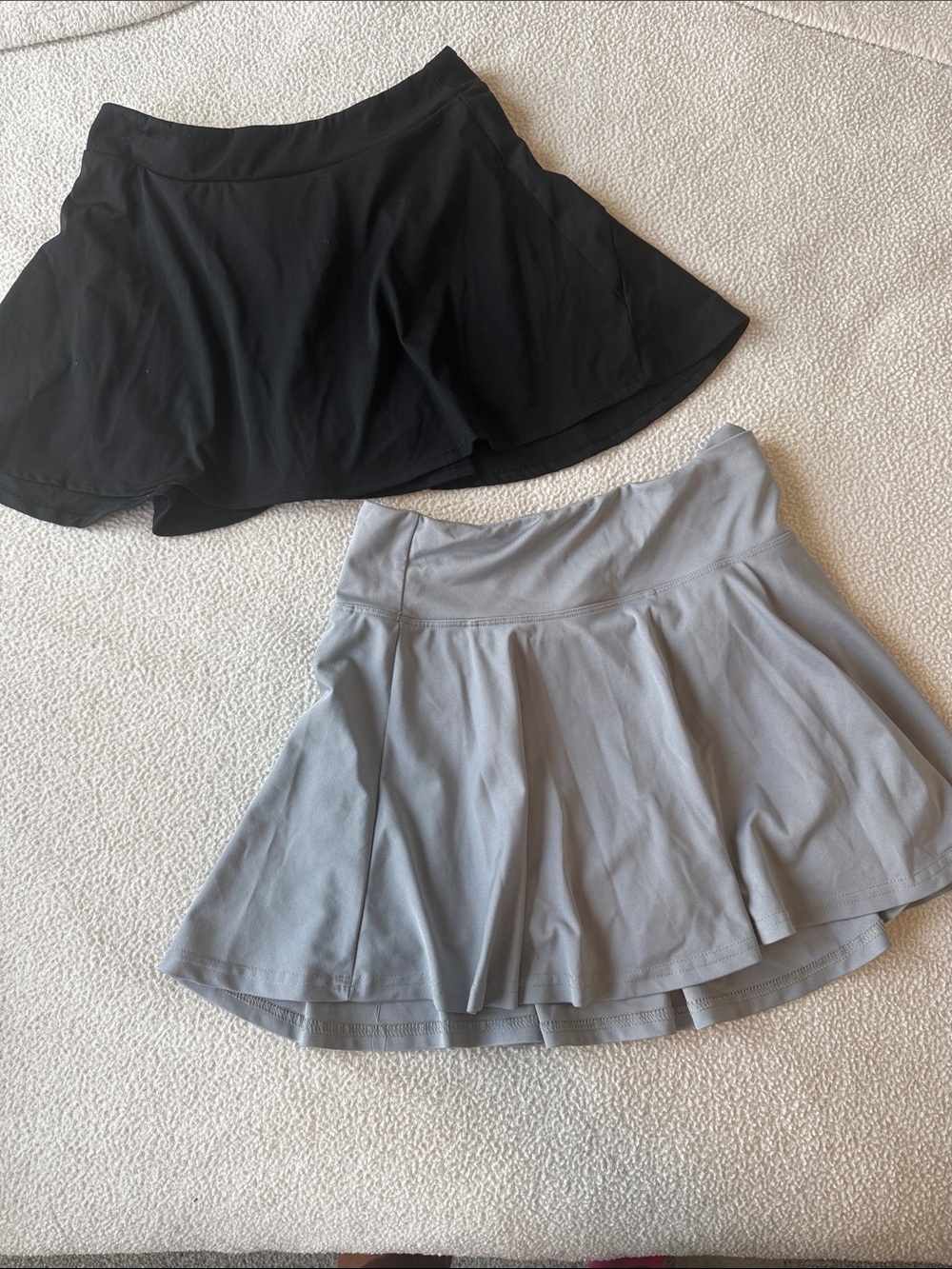 Women's Flared Skirt Duo — Black and Light Gray athletic.  Shorts underneath